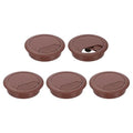 uxcell 5 Pcs 60mm (2.36 Inch) Desk Grommet, Plastic Cable Hole Cover, Wire Cord Cable Organizer for Home Office Computer Desk Cabinet, Brown