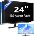 Easges [2 Pack] 24 Inch Computer Privacy Screen Filter for 16:9 Aspect Ratio, Eye Protection, Anti-Glare, Anti-Blue Light Computer Monitor Privacy Filter, Removable Anti-Scratch 24in Protector Film