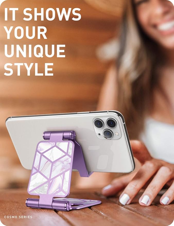 i-Blason Cell Phone Stand for Desk, Cell Phone Holder, Fits All Smart Phones, iPhone 16 15 14 13 Pro Max, Foldable Phone Stand Holder, Purple