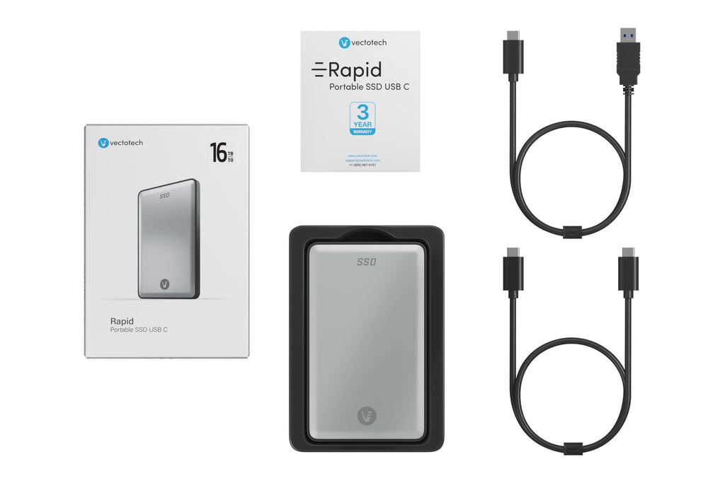 VectoTech 16TB External SSD USB-C Portable Solid State Drive (USB 3.1 Gen 2) | 3D NAND Flash | Rapid