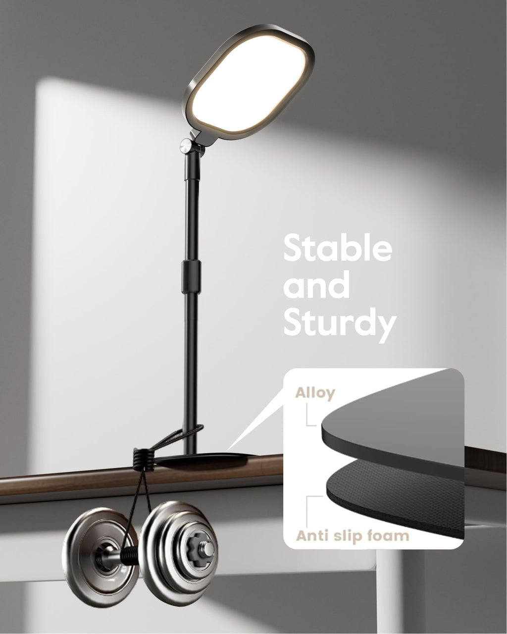 LitONES 2Pcs Desktop Video Conference Lighting for Zoom Meeting, Computer, Laptop, Work from Home with Nature Soft Light, Adjustable Brightness & Color Temp and Flexible Stand & Versatile Phone Holder