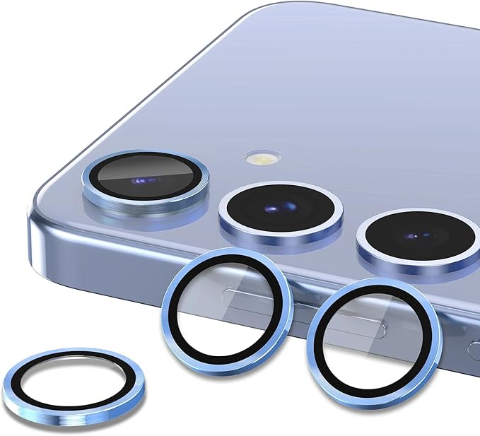 for Samsung Galaxy S25 Plus Camera Lens Protector, Individual Metal Ring Tempered Glass Lens Cover, [Strong Adsorption] Scratch Resistant Ultra-Thin HD Clear Lens Cover, 1 Set-Blue