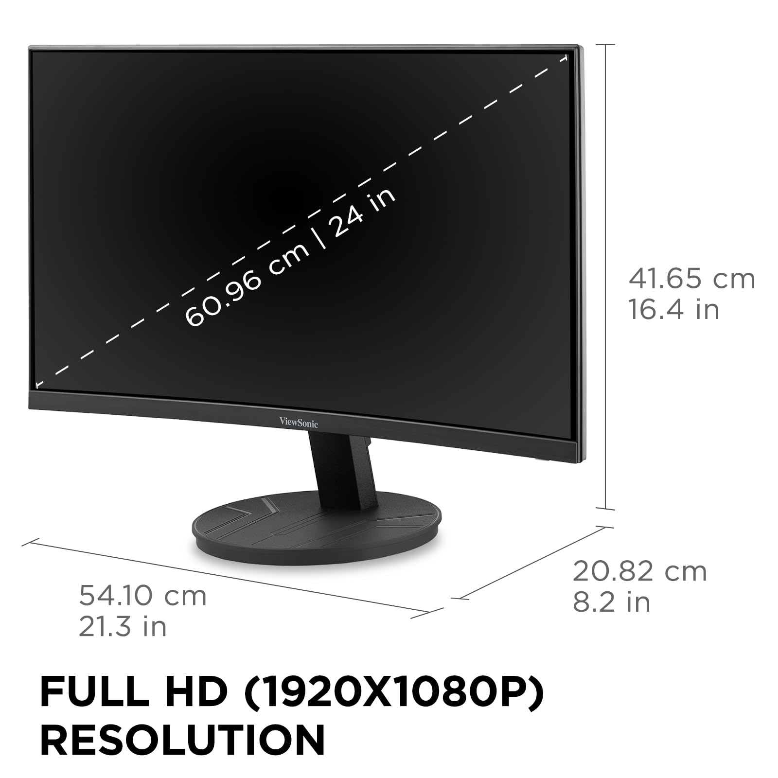 ViewSonic VA2416C 24 Inch 1080p Curved Monitor, Frameless Design with Variable Refresh Rate for Home Entertainment, HDMI, and DisplayPort Inputs