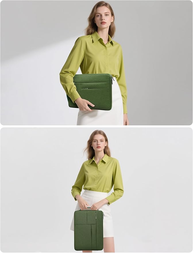 HYZUO 15-16 Inch Laptop Sleeve Bag for MacBook Pro 16 M4/M3/M2/M1 2025-2019, 15" Surface Book, Portable NoteBook Case for 15" 15.6" HP Dell Lenovo ThinkBook Asus Acer Samsung HUAWEI, Grass Green