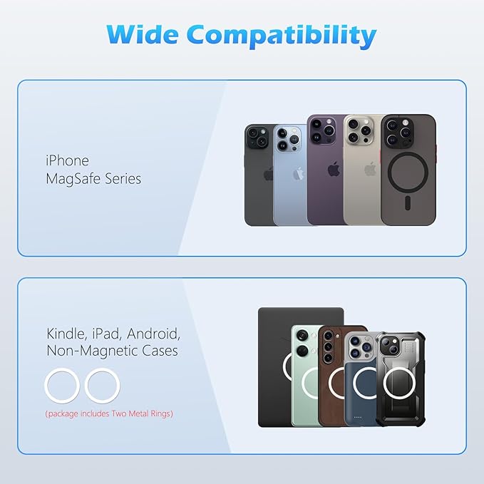 imluckies Magnetic Base Compatible with PopSocket Phone Grips and MagSafe iPhone Series Case, Removable Kindle/Phone Holder Base, Thin & Light Portable Plate, Matte Clear