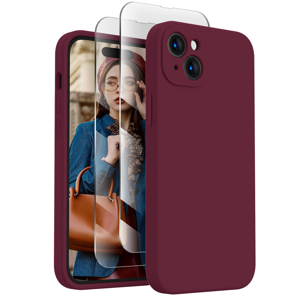 FireNova Designed for iPhone 15 Case, Silicone Upgraded [Camera Protection] Phone Case, Soft Anti-Scratch Microfiber Lining Inside, 6.1 inch, Plum