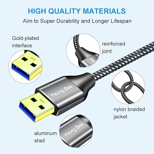USB 3.0 A to A Male Cable 3 ft,Super Speed Type A Male to Male Cable USB 3.0 Double End USB Cord for Hard Disk, Cameras,Laptop Cooler, DVD Player and More (3FT/1M)