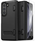 VRS DESIGN Phone Case for Galaxy Z Fold 5 5G (2023) [Terra Guard Modern], Premium Modern Neat Style Case [Anti Scratch Spring-Loaded Hinge Protection] with Screen Protector (Matte Black/Renewed)