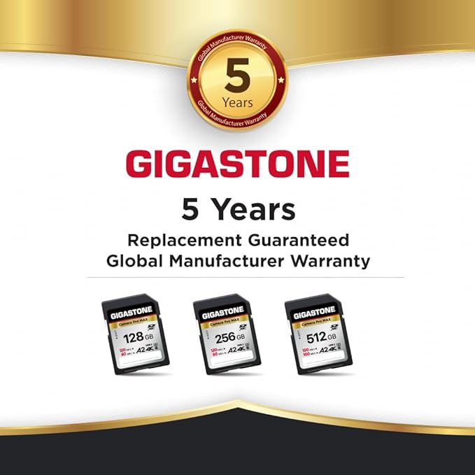 [5-Yrs Free Data Recovery] GIGASTONE 128GB SD Card, 4K Camera Pro MAX, A2 4K SDXC Memory Card High Speed 4K UHD Video Compatible with Canon Kodak Digital Camera, with 1 Mini case