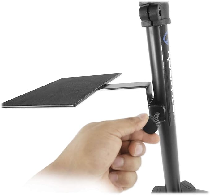 Rockville RLS68 Dual-Tray Laptop/Tablet Stand, Adjustable Height, Foldable, Portable, for DJs and Presenters
