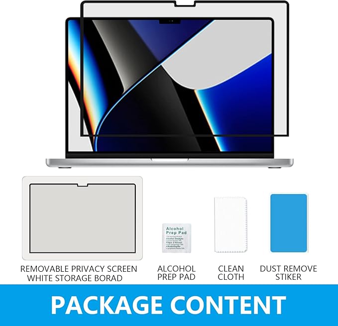 FILMEXT Macbook Pro 16 inch Privacy Screen Protector (M4 M3 M2 Max/Pro M1, A3186 A3403 A2485 A2991 A2780),Bubble Free Privacy Screen for Macbook pro 16.2 2025-2021 Eye Care/Anti-Glare Filter