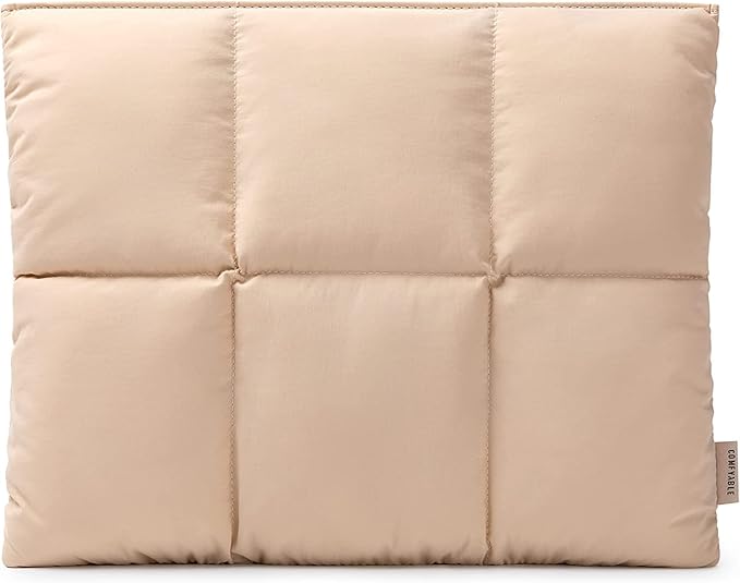 Comfyable Puffy Laptop Sleeve 13 Inch 14 Inch, Quilted Puffer Laptop Carrying Case, Pillow Case Compatible with MacBook Air M4 2025 M3 M2 M1, MacBook Pro M4 Pro/Max, Sand