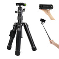 Fotopro Mini Tripod with Ball Head Phone Mount Detachable Selfie Stick Folded only 8.6" Max Load up to 6.6 lbs FY-810 Black