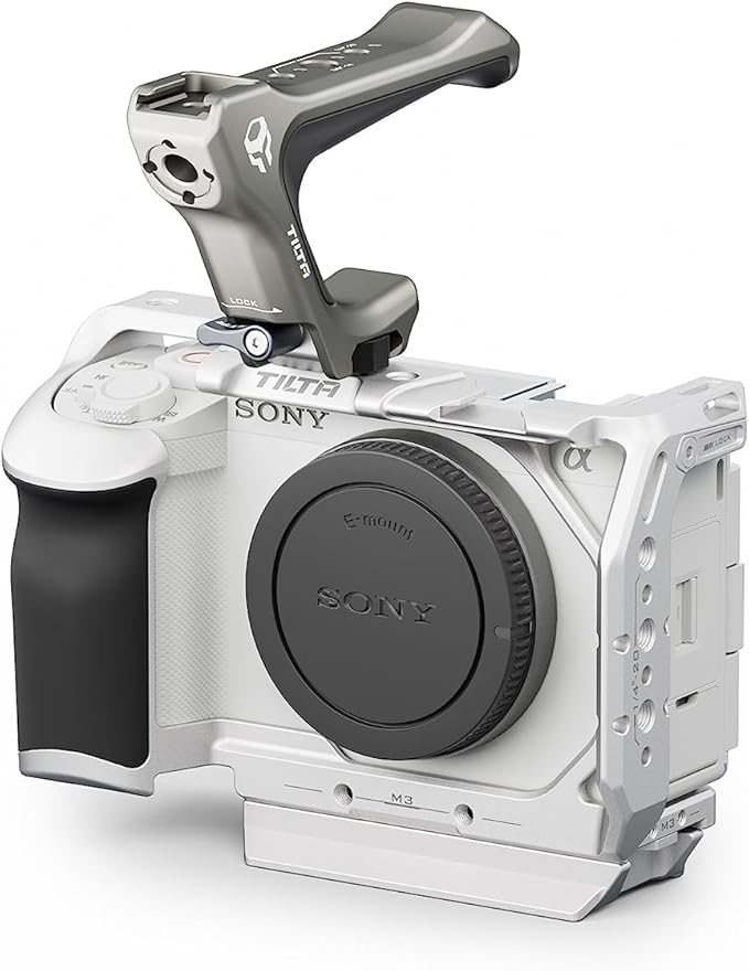 Tilta Full Camera Cage for ZV-E1 Lightweight Kit | Includes Full Cage, Top Handle, 1/4"-20" to NATO Adapter | Cold Shoe, NATO Rail, M3 and 1/4"-20 Threads Mounts | Silver