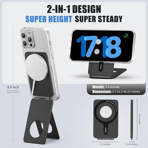 1ST IDEA for Magsafe Tripod, Tripod for iPhone Lightweight Aluminum Alloy & Angle Adjustment & Strong Magnets iPhone Tripod Stand Compatible with 17/16/15/14/13/12 (Included Metal Ring)