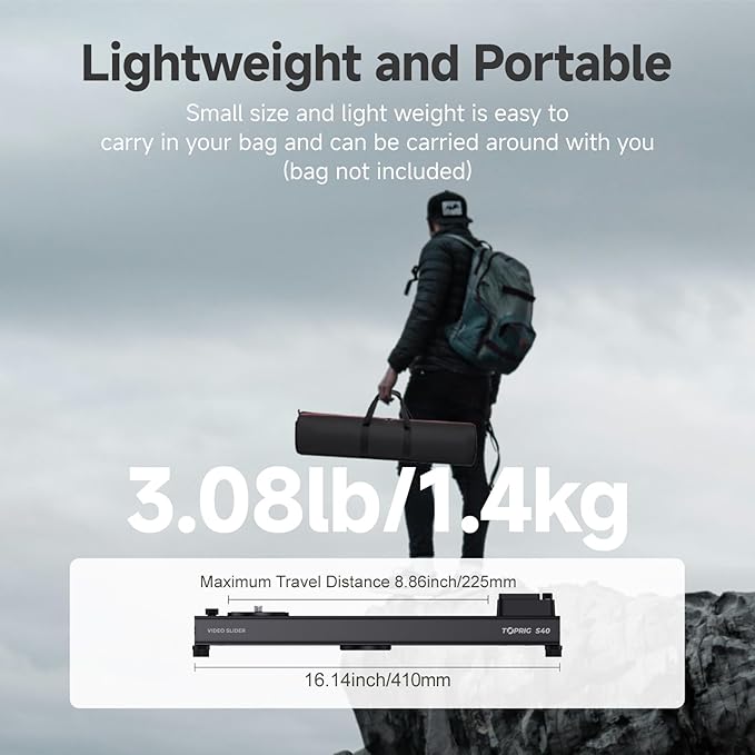 Accsoon Toprig 16inch/40cm Motorized Camera Slider, Button/APP Control Dolly Rail Slider, Speed Adjust/Time-Lapse/120° Panoramic Shooting/Loop Mode, Compatible with DSLR Camera, Gopro, Camcorder (S40)