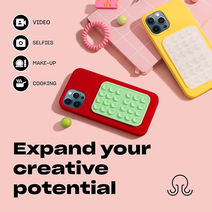 Classic - Silicone Suction Phone Case Adhesive Mount - Hands-Free, Strong Grip Holder for Selfies & Videos - iPhone & Android Compatible - 2.25″ x 3.25″, Marigold