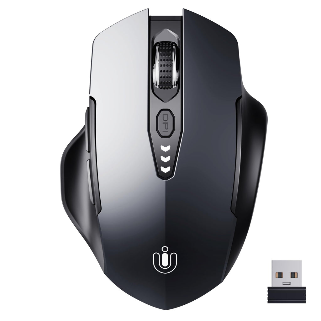 Uineer Wireless Mouse, 2.4GHz Rechargeable Computer Mouse, Battery Display