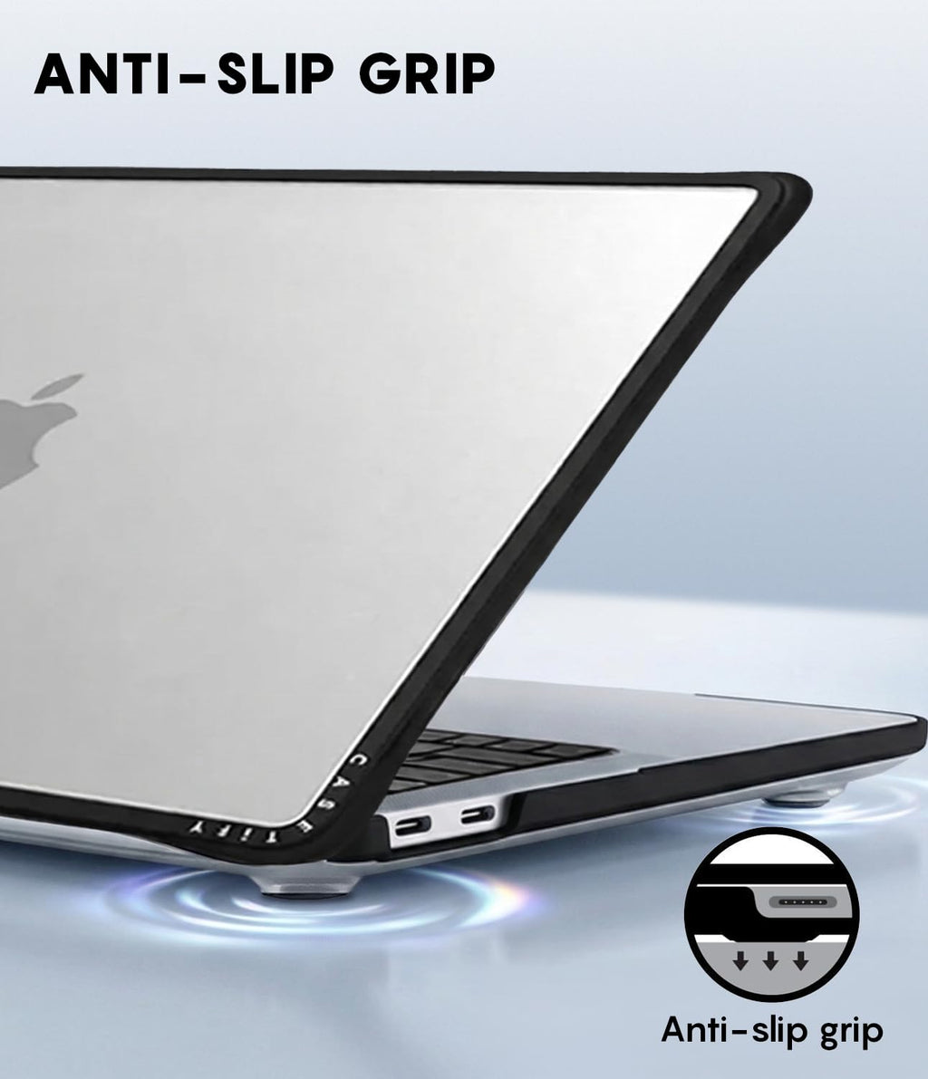 CASETiFY Impact MacBook Air 13.6" (M2-M5) Case [Cushioned Impact Corners/Scratch-Resistant/Anti-Slip Grip] - Cheetah Paradise - Clear Black