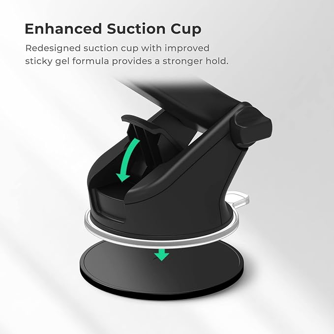 iOttie Easy One Touch Signature Dashboard & Windshield Universal Car Mount Phone Holder Desk Stand with Suction Cup Base and Telescopic Arm for iPhone, Samsung, Google, More Smartphones