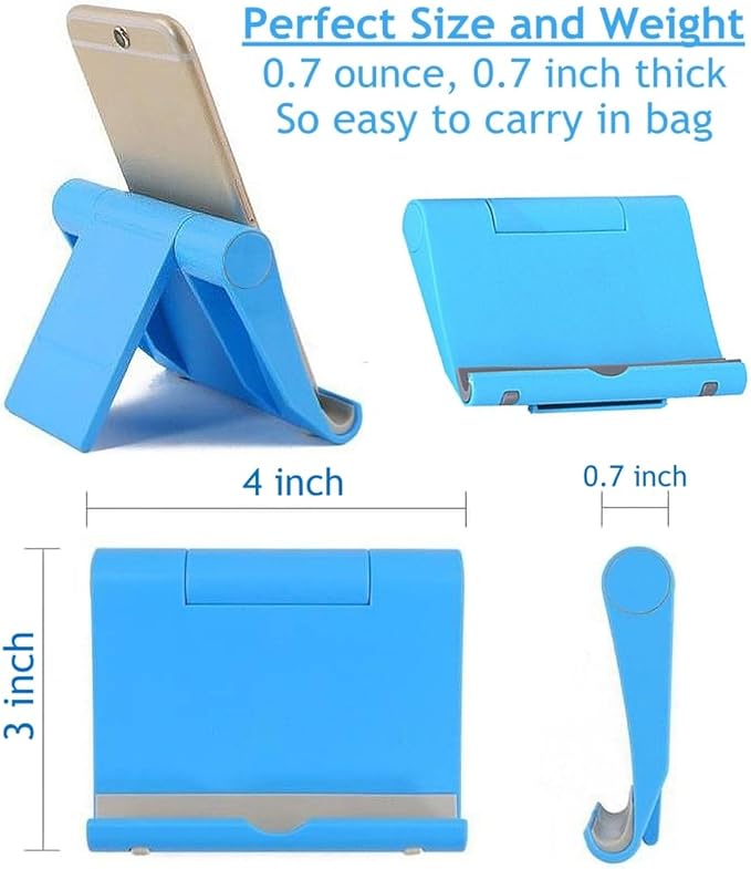 Portable Adjustable Cell Phone Stand, 2 Pack, Universal Fit for Desktop, Tablet, Compatible with Most Phones & Devices (Purple+Blue)