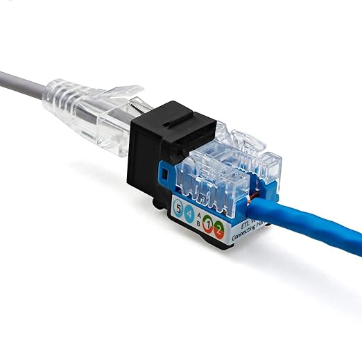 trueCABLE Cat5e Keystone Jack, Unshielded (UTP), 90 Degree Punch-Down, PoE++ (4PPoE) 100W, UL Listed, ETL Verified, ANSI/TIA Certified, Modular RJ45 Female, Black, 24 Pack