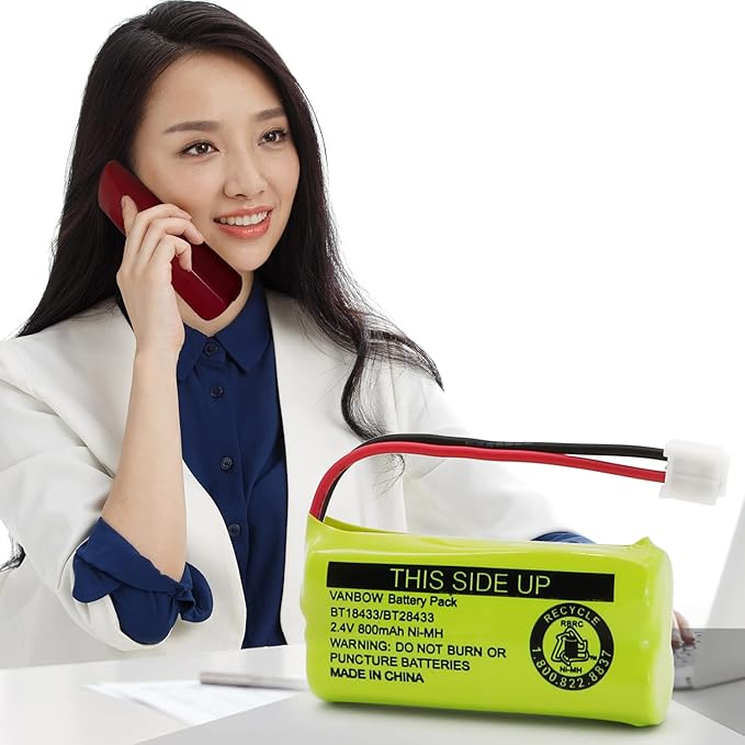 BT18433/BT28433 2.4V 800mAh Ni-MH Cordless Phone Battery, Also Compatible with AT&T BT184342/BT284342 BT8300 BT1011 BT1018 BT1022 BT1031 2SN-AAA55H-S-J1 CS6120 CS6209 CL80109 EL52419 (Pack 4)