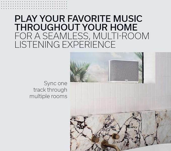 Denon Home 250 Wireless Smart Speaker – Mid-Size, Stereo Sound, Wi-Fi & Bluetooth, HEOS Built-in, Alexa Built-in, Siri & AirPlay 2, Spotify Connect, Multi-Room Support, White