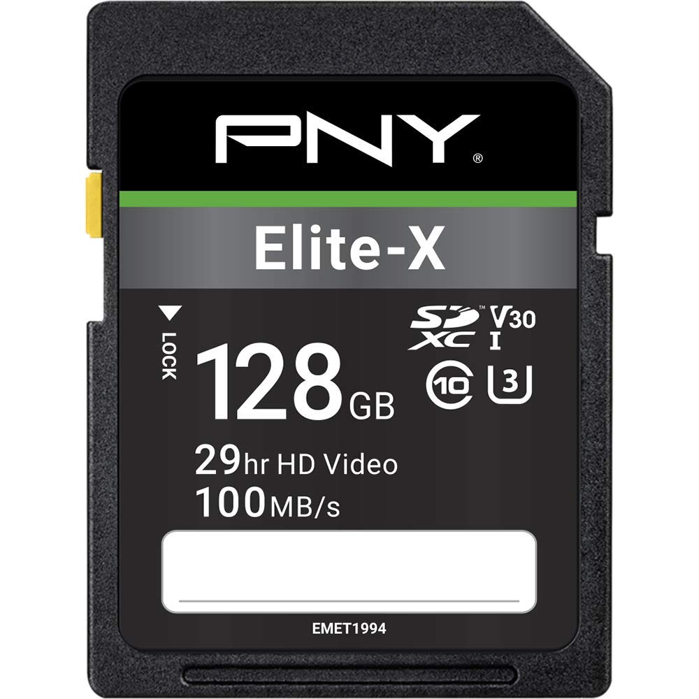 PNY 256GB Elite-X C10 U3 V30 SDXC Flash Memory Card, UHS-I, 4K UHD