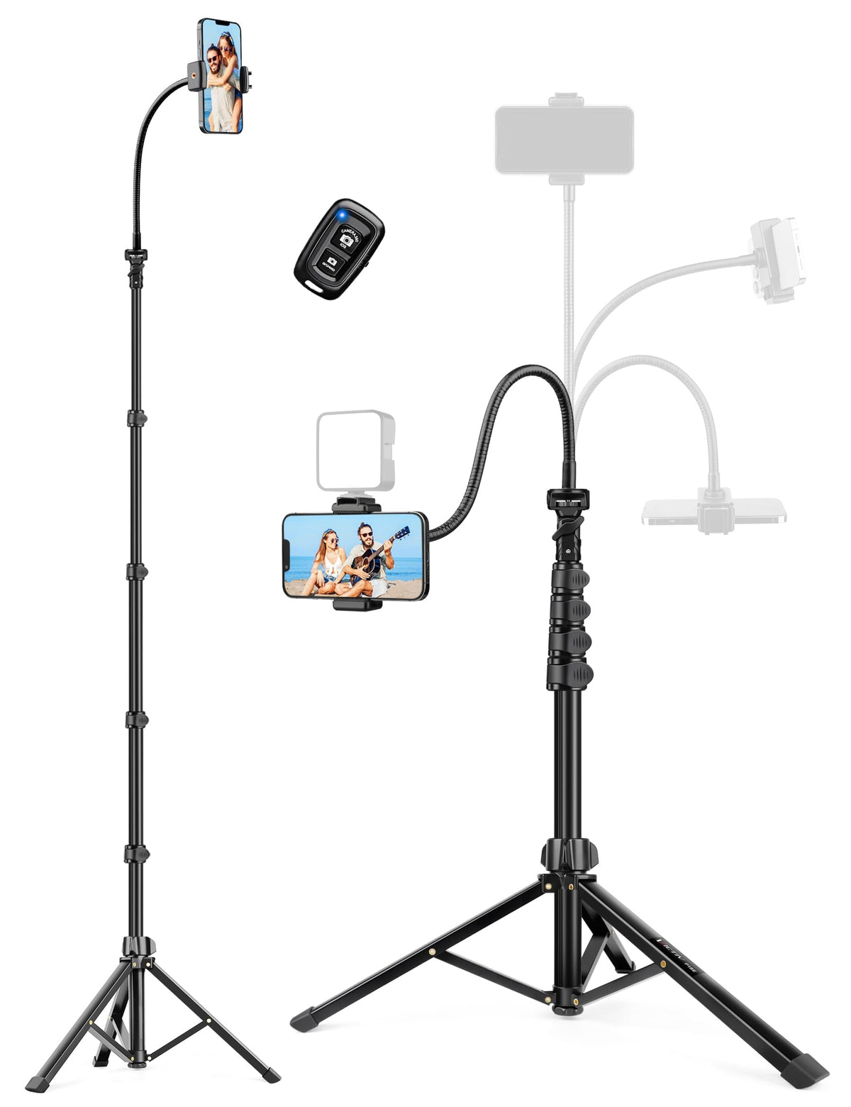 70" Phone Tripod with Remote & Holder, Portable Cell Phone Stand