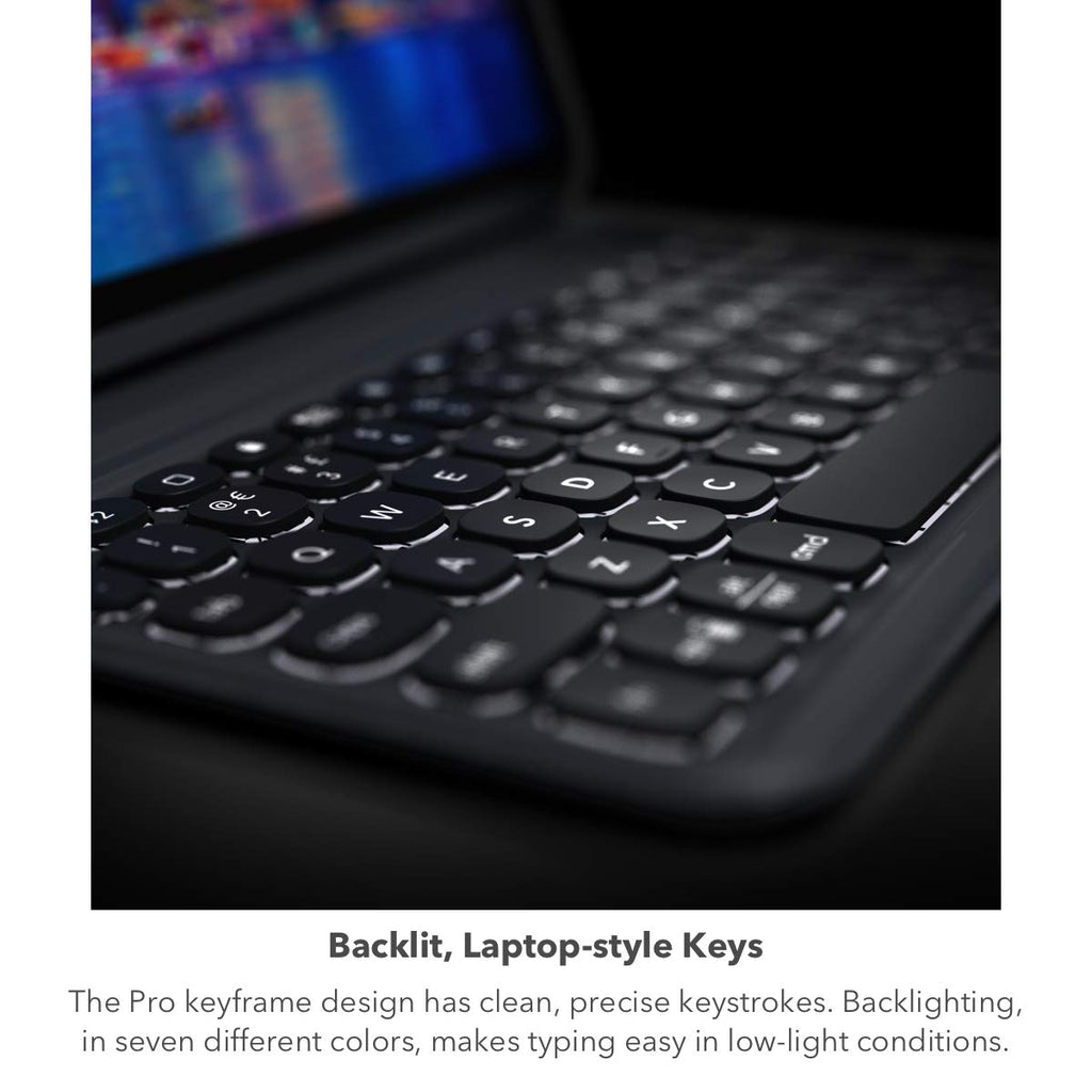 ZAGG Pro Keys Detachable Case & Wireless Keyboard for Apple iPad 10.2" (Gen 9, 8, 7) - Bluetooth Pairing, Backlit Laptop-Style Keys, Apple Pencil Holder, 6.6ft Drop Protection, Black