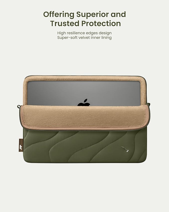 tomtoc 360 Protective Puffy Laptop Sleeve for 16-inch MacBook Pro M4/M3/M2/M1 Pro/Max A3403 A3186 A2991 A2780 A2485 2024-2019, Quilted Design Soft Cute Puffer Bag Computer Case for Dell XPS 16 Laptop