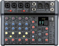 A-Series Professional Mixer for Recording DJ Stage Karaoke Music Application w/ 99 DSP Effect USB Drive for Computer Recording Input, XLR Microphone Jack, 48V Power for Professional (8-Channel)