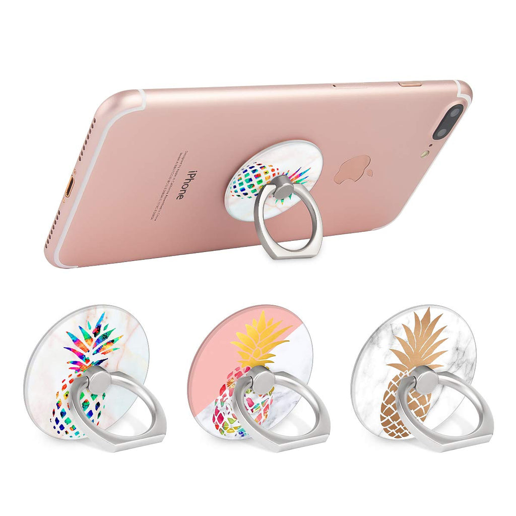 Bonoma Cell Phone Ring Holder,3-Pack 360 Degree Rotating Pineapple