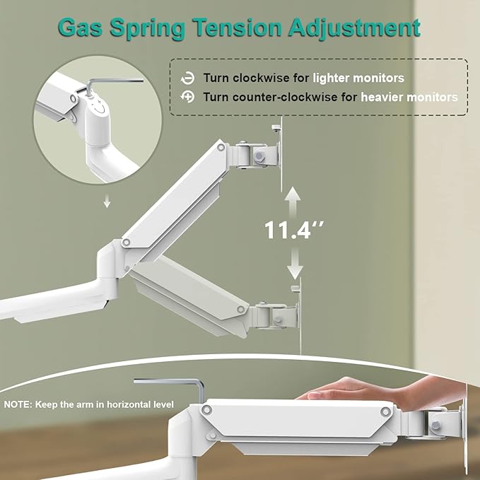 WALI White Triple Monitor Mount, 3 Monitor Desk Mount for Multi Screens from 13 to 27inch with Gas Spring Arm, Fully Adjustment Arm with Tilt, Swivel, Rotate VESA Mount 75x75,100x100mm(GSDM003W-U)