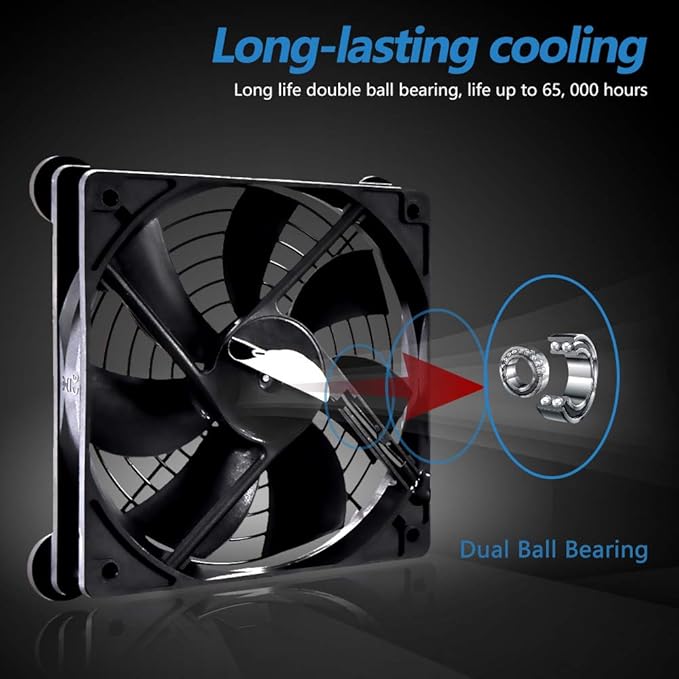 SCCCF Dual 120mm USB Cooling Fan with Speed Control - Quiet 5V Portable Fan for Electronics, TV, Router, DVR, PS5/Xbox/PC Cabinet, Computer & Gaming Console Cooling