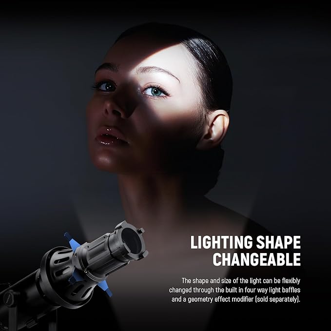 NEEWER Spotlight Snoot with 40° Projection Lens, Adjustable Focus, 16 Metal Gobos 5 Color Gels, Bag, Conical Snoot for Bowens Mount LED Continuous Output Lighting Studio Video Light Up to 300W, LS-38