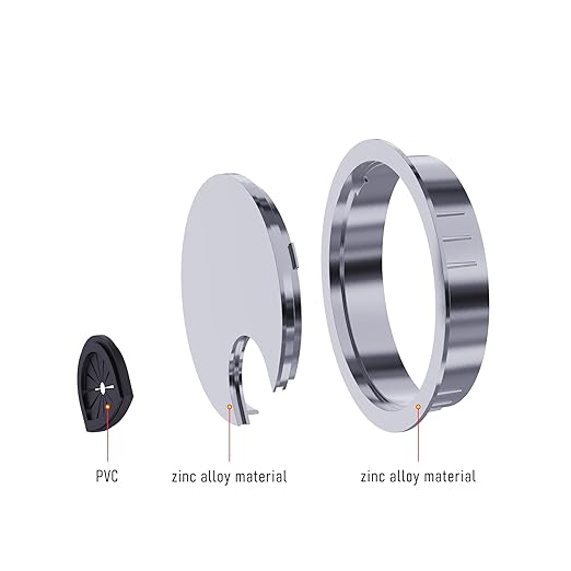 2 Pack Desk Grommet 2 Inch 50mm, Zinc Alloy Computer Desk Wire Hole Cover, Office Desktop Cord Cable Hole Metal Ring, Bright Silver