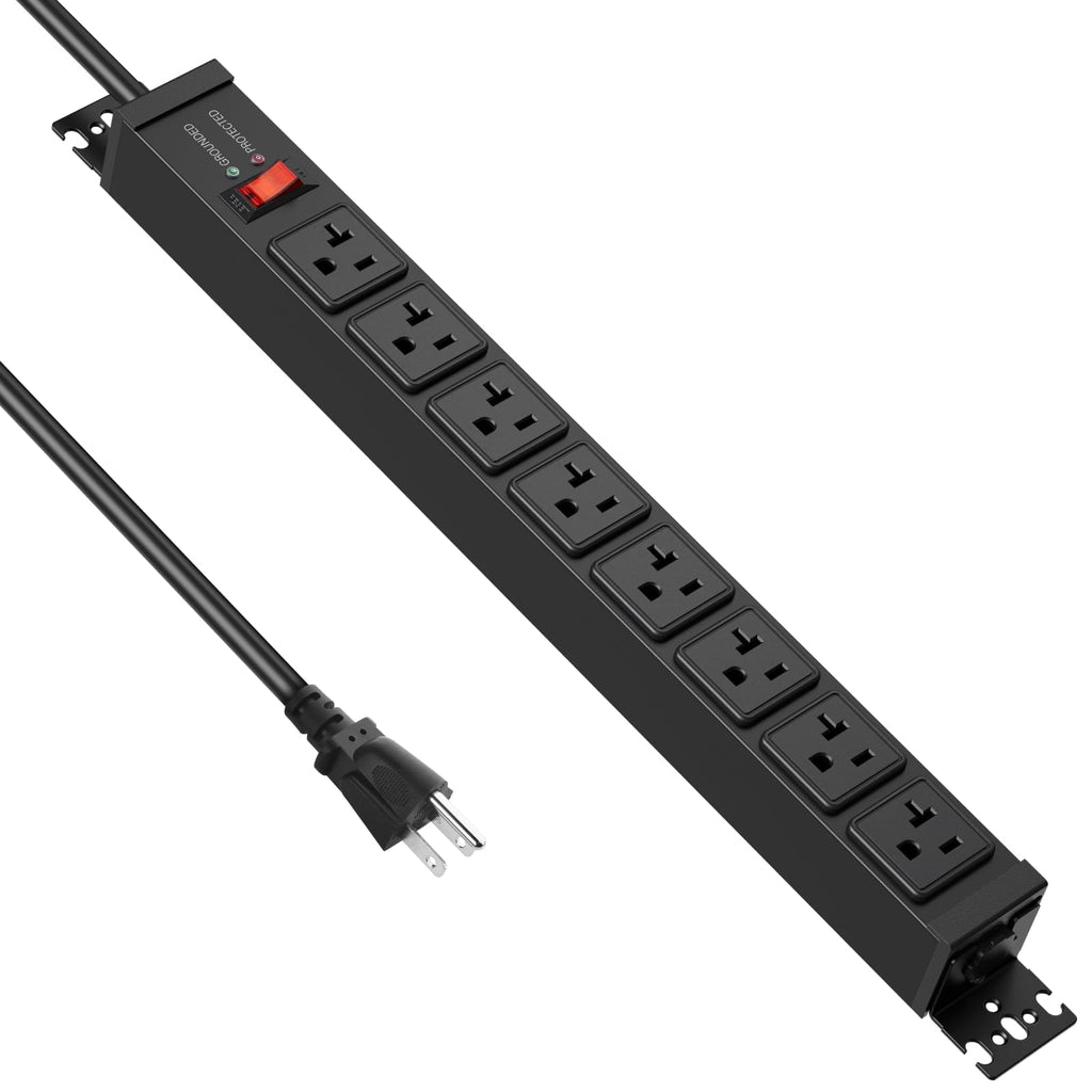 JUNNUJ 12 Gauge 360° Rotating Mountable Power Strip, Black, 15 FT, 1