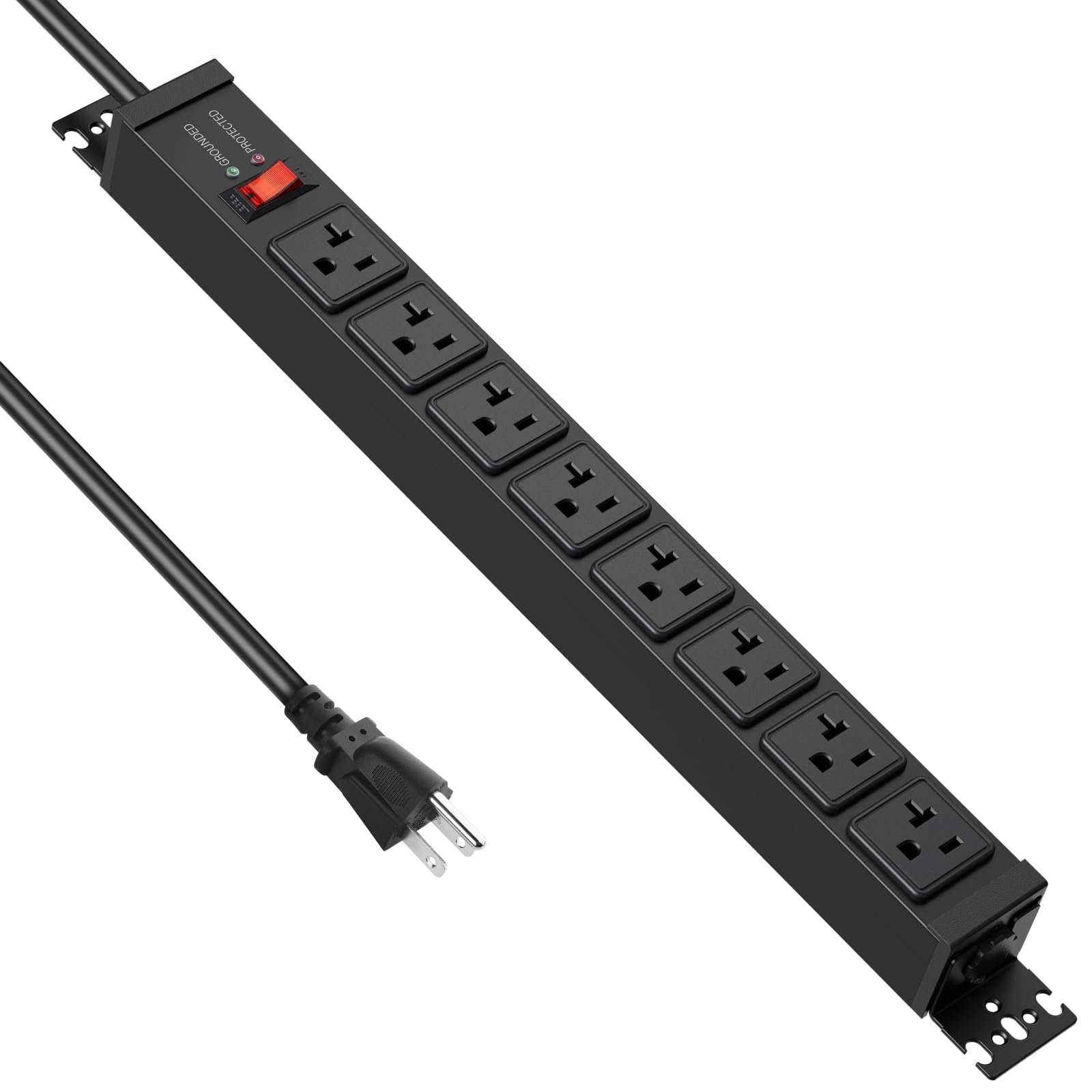 JUNNUJ 12 Gauge 360° Rotating Mountable Power Strip, Black, 15 FT, 1