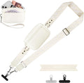 Clip and Go Strap for Phone with Wallet Crossbody, Adjustable Phone Lanyard with Detachable RFID Wristlet Wallet, Pattern Strap, Cream (M)