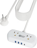 SUPERDANNY Power Strip with USB, 9.8ft Mini Desktop Charging Station with 2 Wide-Spaced Outlets & 4 USB Ports, Portable Flat Plug Extension Cord for Travel, Dorm, Room, Home Office Essentials, White