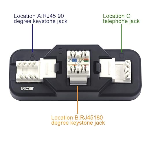 VCE Cat6A RJ45 Keystone Jacks UL Listed 50-Pack, 110-Type UTP Modular Ethernet Jacks Insert 10Gbps, Bundle with Keystone Punch Down Stand and Wire Stripper Cutter