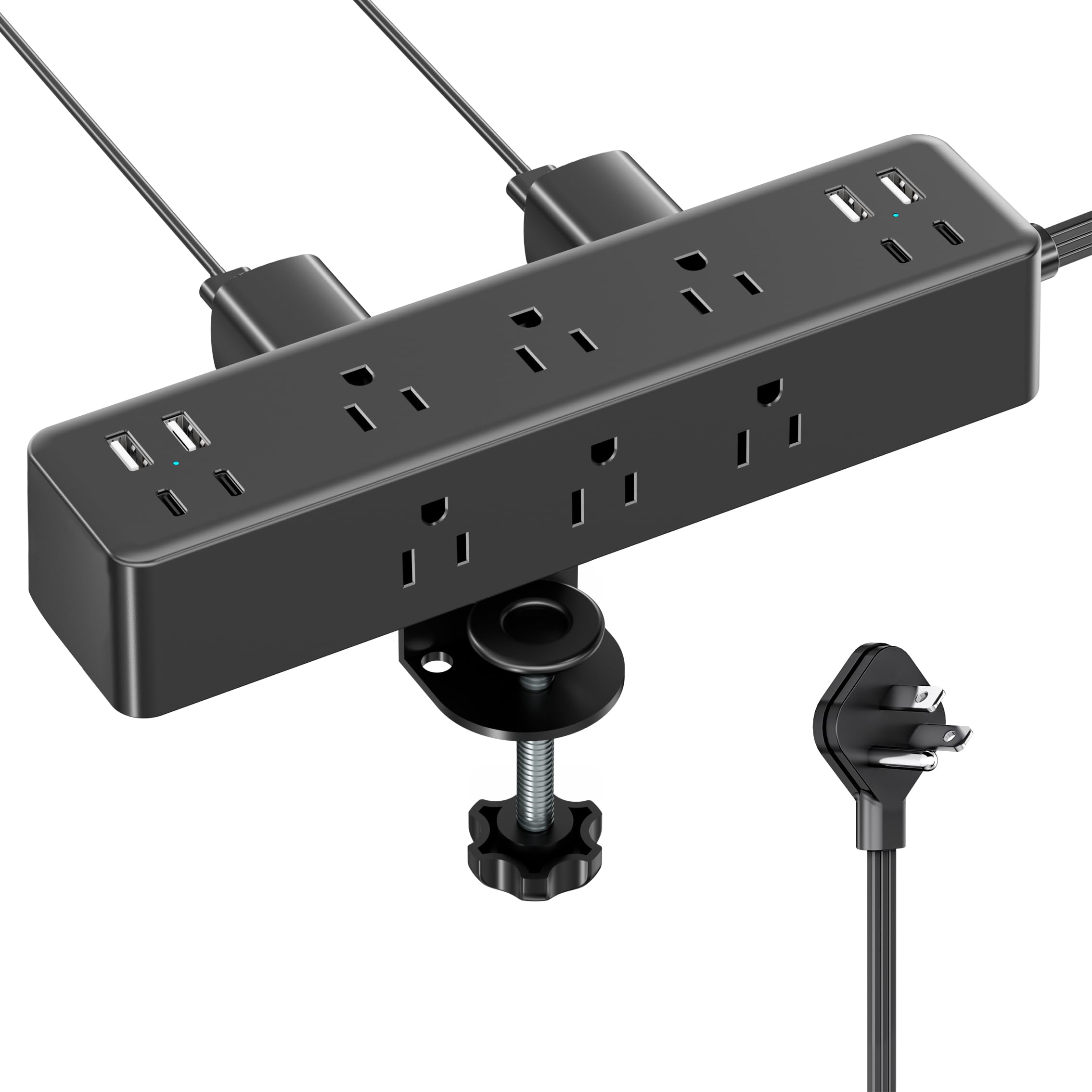 Acozvin Desk Clamp Power Strip 10FT, 24W Total Charging Station