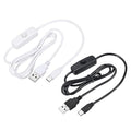 MECCANIXITY USB Cable with 501 ON/Off Switch, USB Male to USB Type C Male Power Cable 100cm for LED Desk Lamp LED Strip Black White 1 Set