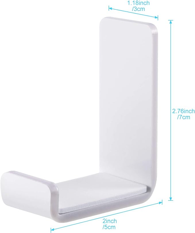 Weewooday 4 Pieces Headphone Hanger Holder Desk Adhesive Headphone Hook Wall Mount Headset Stand Acrylic Holder with Glues for General Purpose Game Earphone(White)
