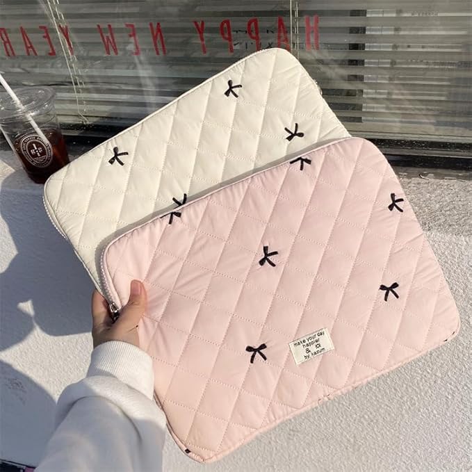 Cute Bow Graphic Carrying Laptop Bag Y2K Preppy Laptop Sleeve Case Bag Kawaii Pad Computer Protect Case Pouch (11 inch,Pink)