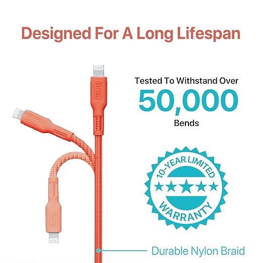 BLACK+DECKER USB C to Lightning Cable - Fast Compatible iPhone Lightning Cable - Durable Braided Type C iPhone Charger Cord - for Travel and Daily Use - Multiple Colors and Lengths - 6ft