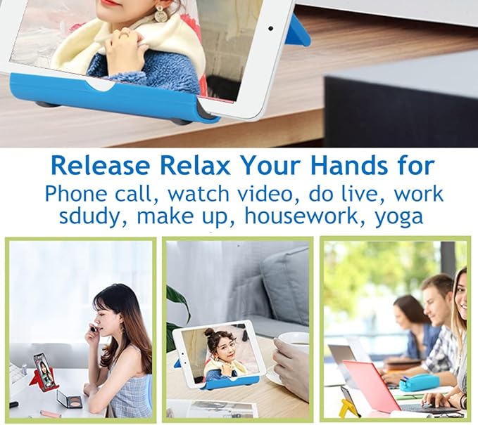 Cell Phone Stand for Desk Foldable Cell Phone Holder Desk Tablet Holder Mobile Phone Dock, Multi-Angle Universal Adjustable Tablet Dock Compatible with Most Cell Phones (Purple)