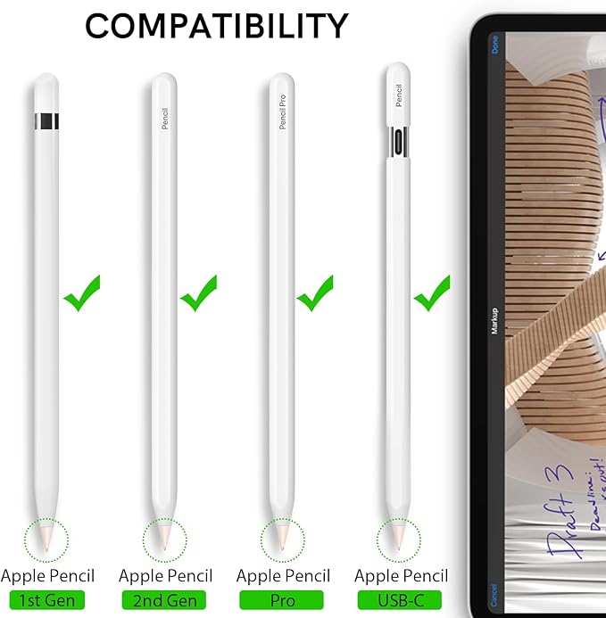 Delidigi 2 Pack Replacement Tips Compatible with Apple Pencil Pro/2nd Generation/1st Gen/USB C, Wear-Resistant iPencil Nibs Accessories Fine Point Precise Control Pen Like Tips